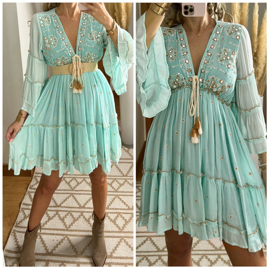 Boho Floral Mini Dress - Bohèmea Butik