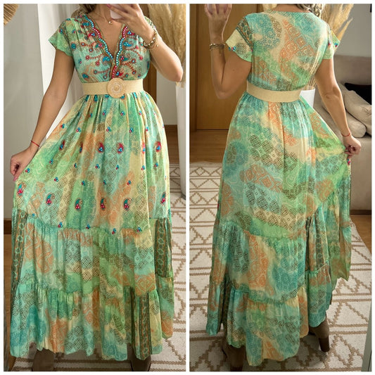 Boho Maxi Dress in 100% Natural Silk – Effortless Elegance - Bohèmea Butik