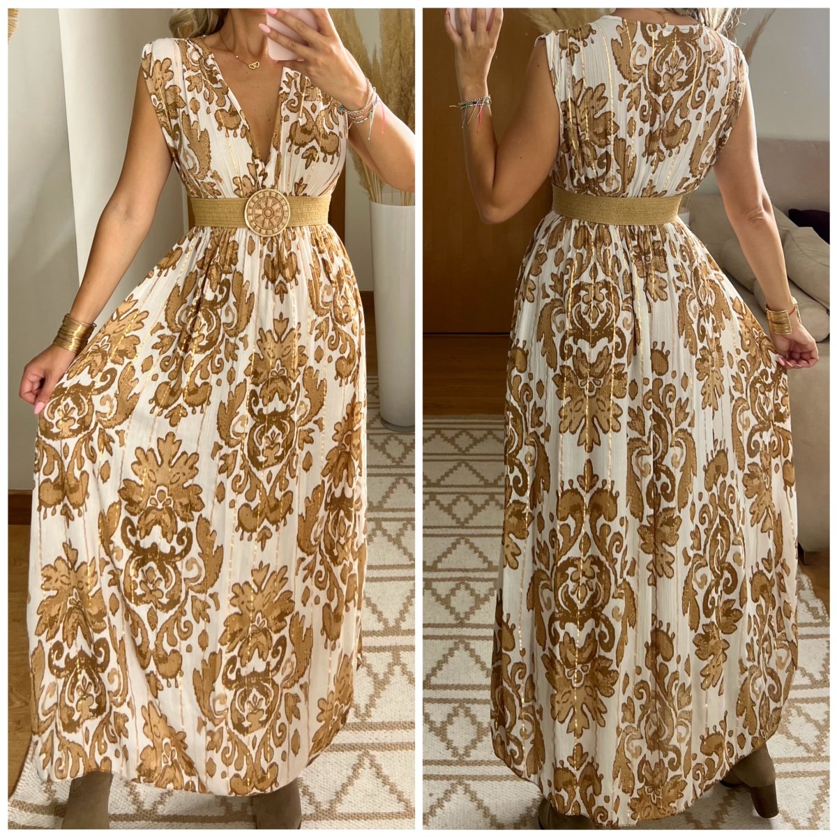 Boho Silk and Viscose Dress – Natural Elegance Style - Bohèmea Butik