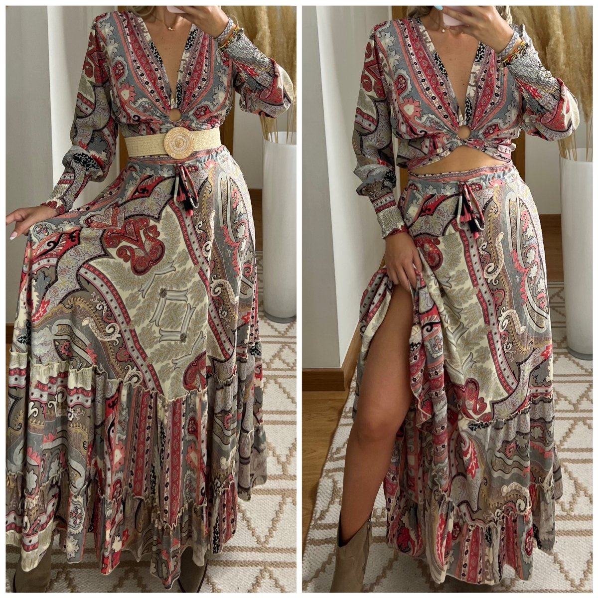 Boho Luxe Silk Set – Top & Maxi Skirt - Bohèmea Butik