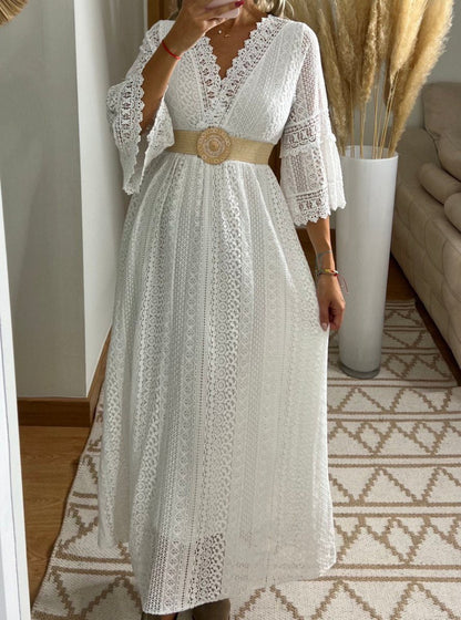 Sage Lace Dress - Bohèmea Butik