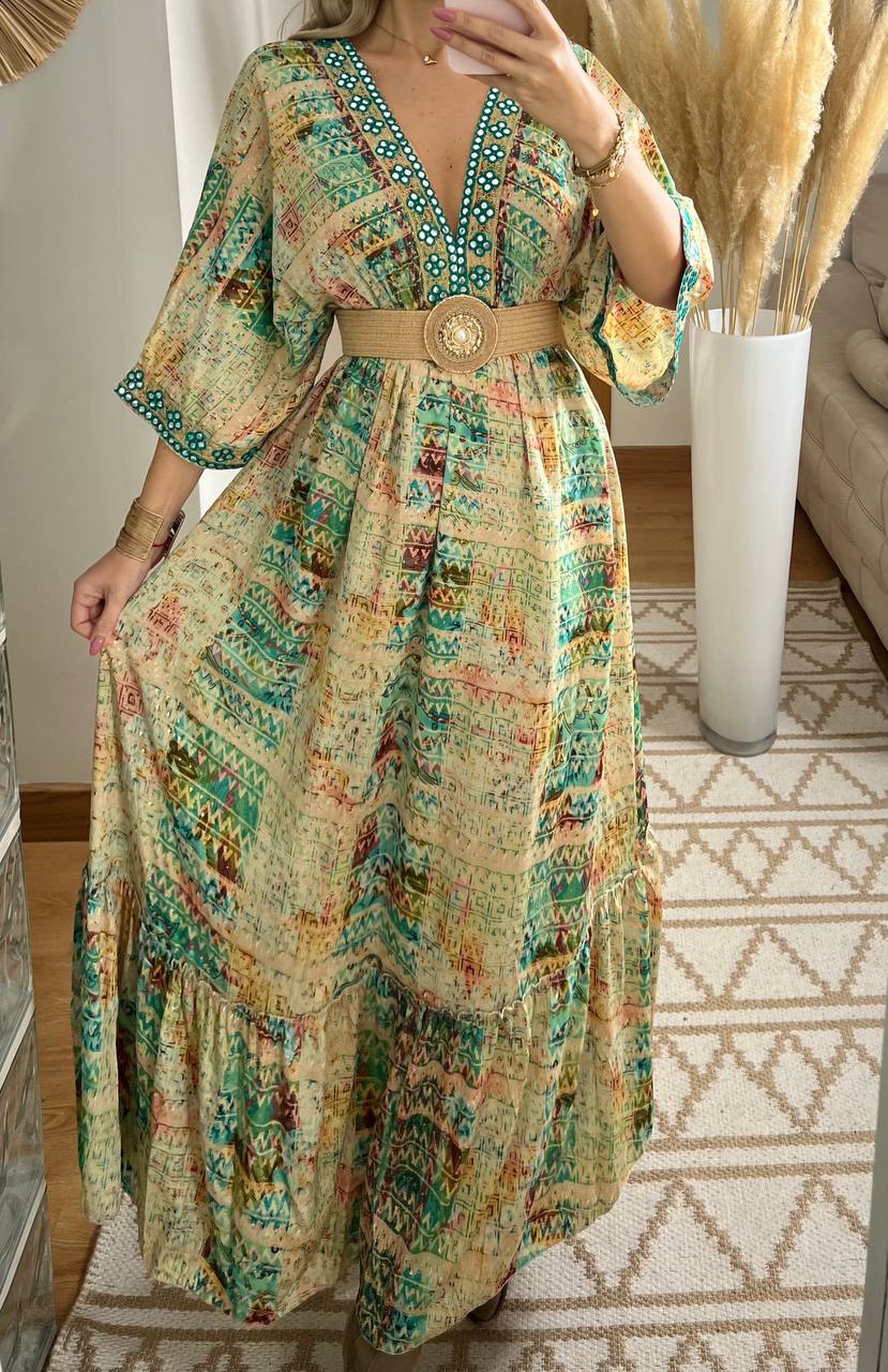 Multicolour Silk Dress - Bohèmea Butik