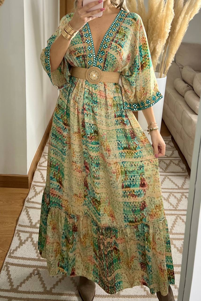 Multicolour Silk Dress - Bohèmea Butik