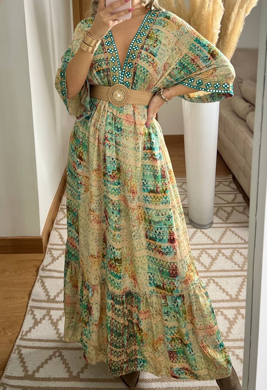 Multicolour Silk Dress - Bohèmea Butik