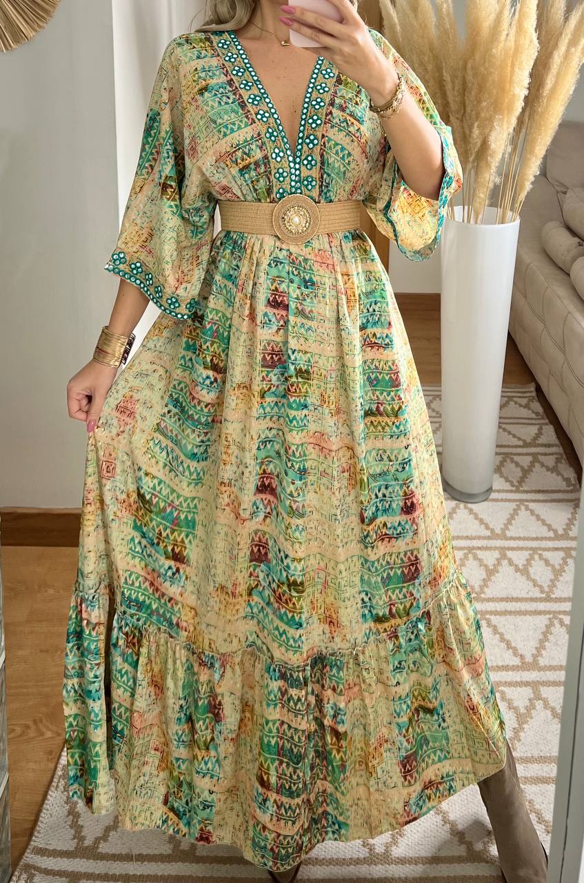 Multicolour Silk Dress - Bohèmea Butik
