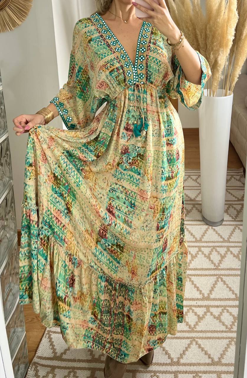 Multicolour Silk Dress - Bohèmea Butik