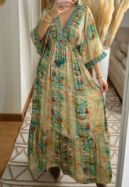 Multicolour Silk Dress - Bohèmea Butik