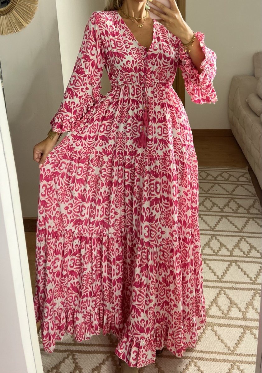 Floral Silk Dress - Bohèmea Butik