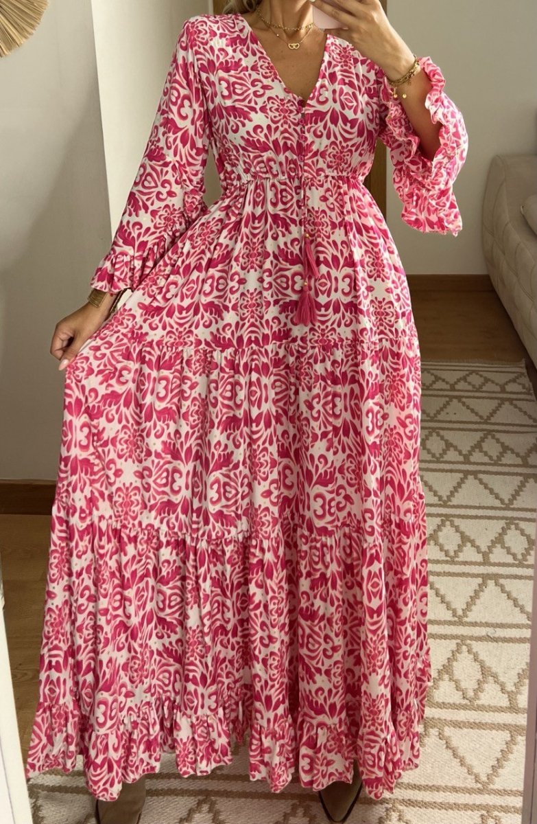 Floral Silk Dress - Bohèmea Butik