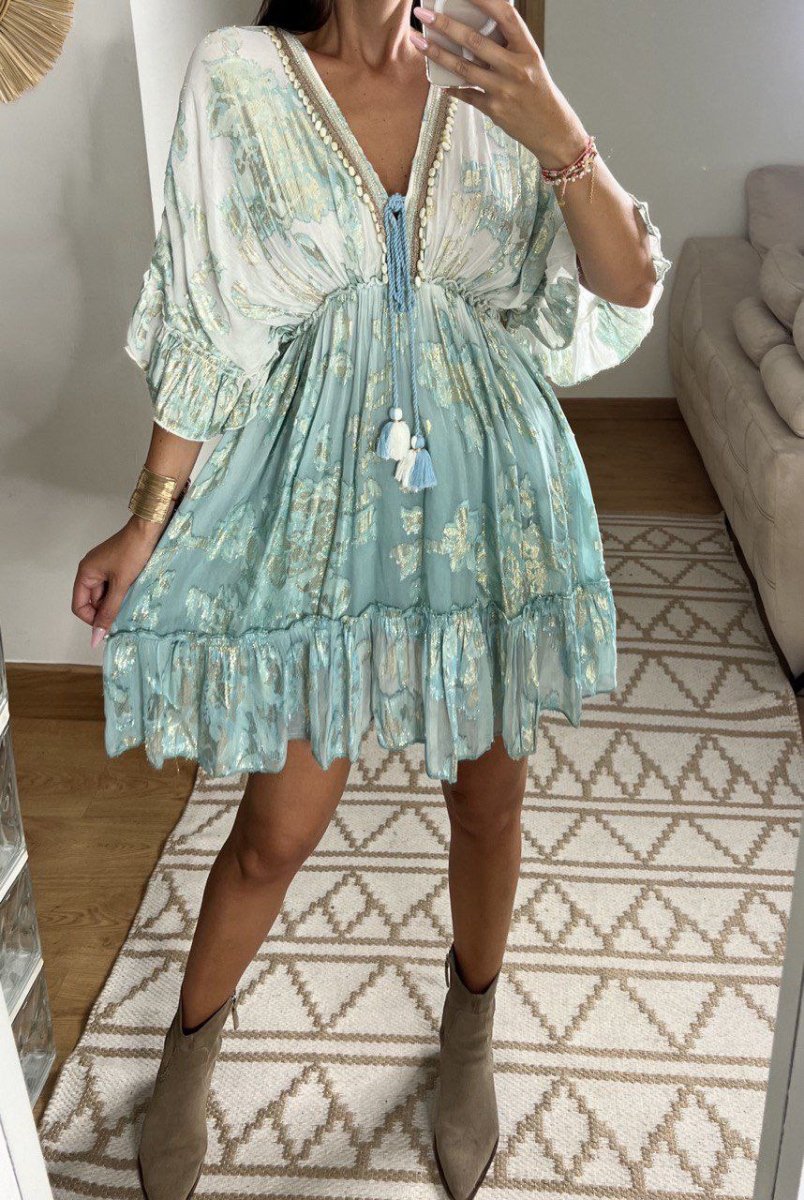 Sunset Gold Mini Dress - Bohèmea Butik