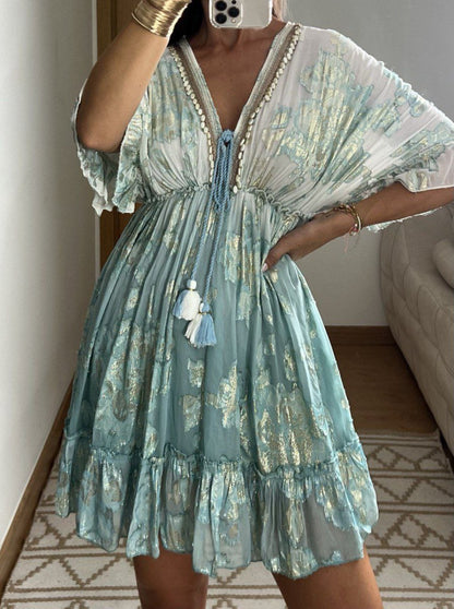Sunset Gold Mini Dress - Bohèmea Butik