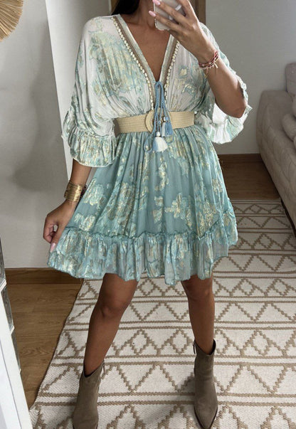 Sunset Gold Mini Dress - Bohèmea Butik