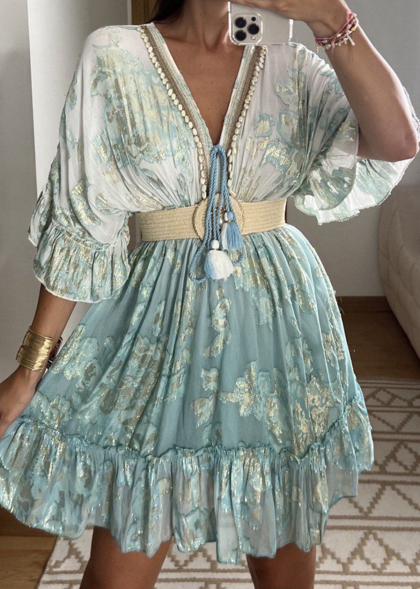 Sunset Gold Mini Dress - Bohèmea Butik