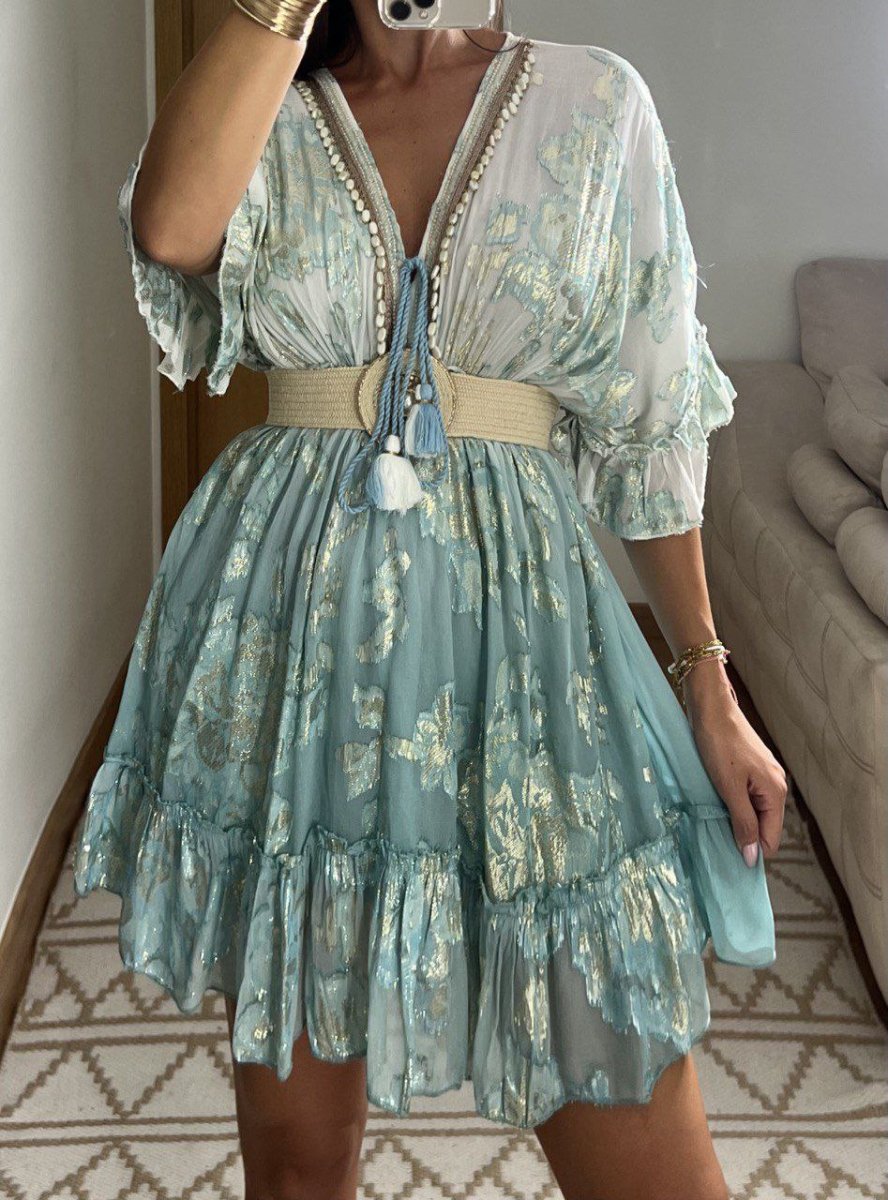 Sunset Gold Mini Dress - Bohèmea Butik