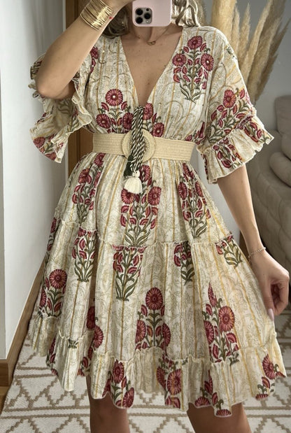 Boho Chic Mini Dress – Hand - Embroidered Details - Bohèmea Butik