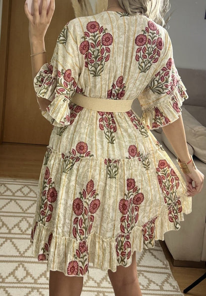 Boho Chic Mini Dress – Hand - Embroidered Details - Bohèmea Butik