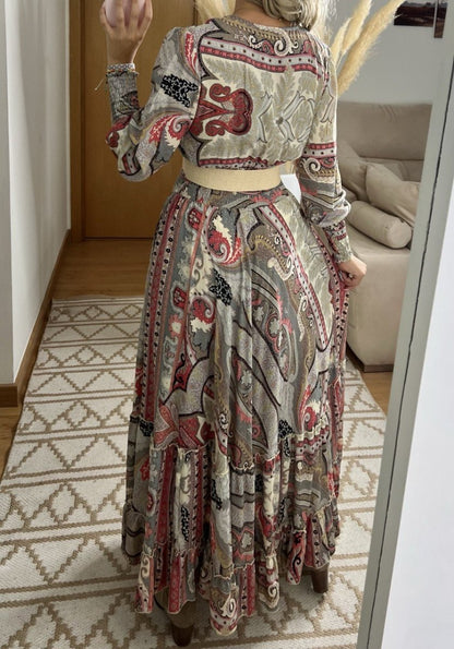 Boho Luxe Silk Set – Top & Maxi Skirt - Bohèmea Butik
