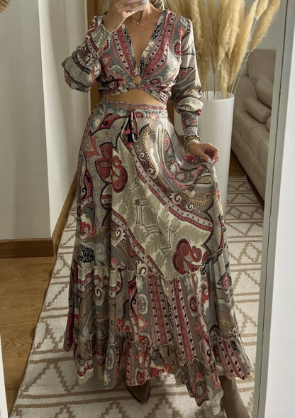 Boho Luxe Silk Set – Top & Maxi Skirt - Bohèmea Butik