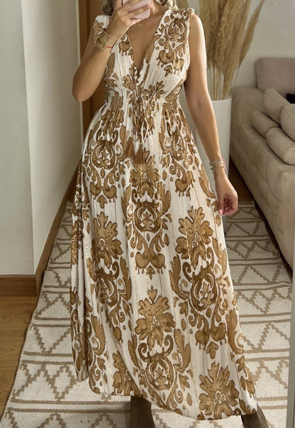 Boho Silk and Viscose Dress – Natural Elegance Style - Bohèmea Butik