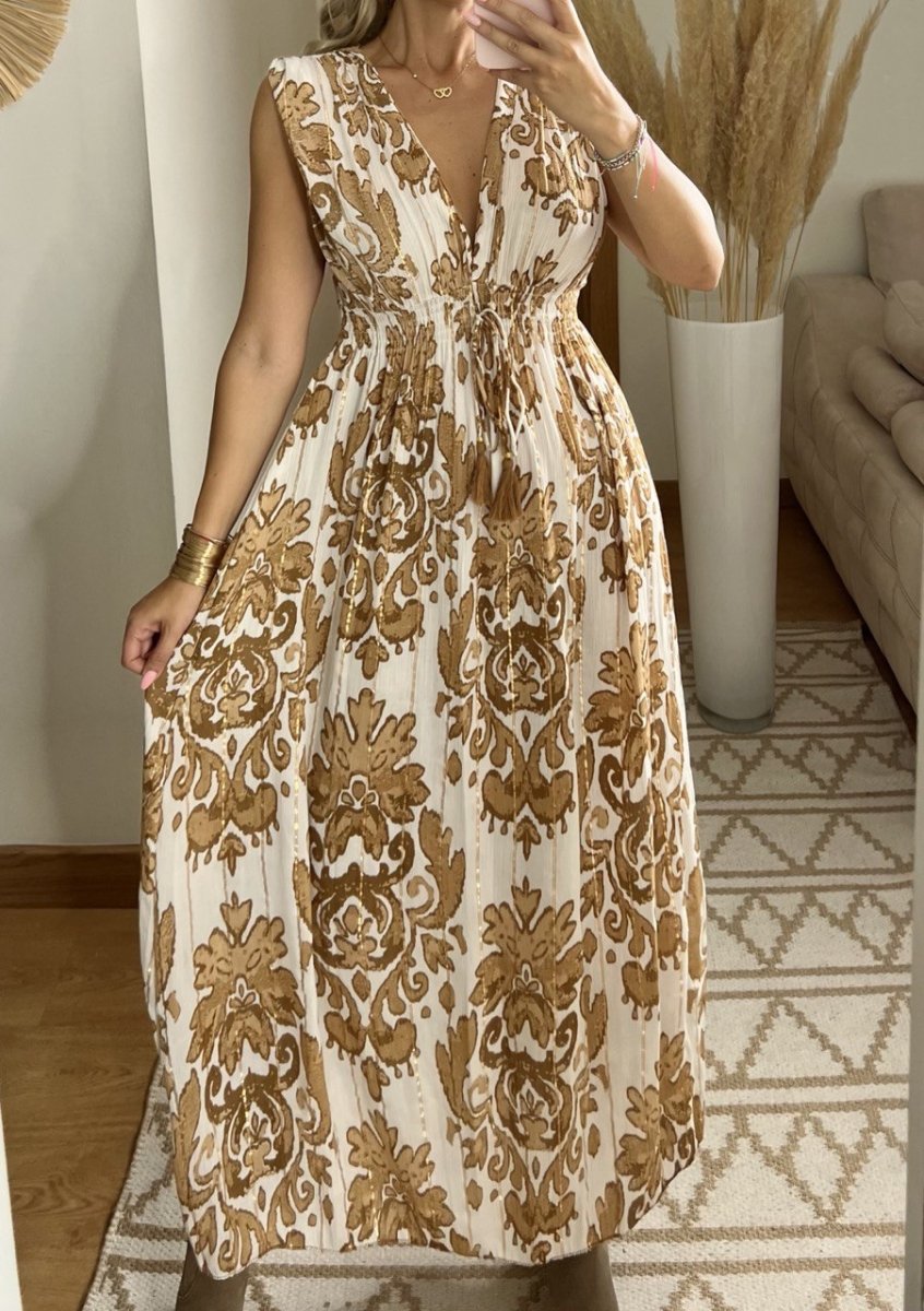 Boho Silk and Viscose Dress – Natural Elegance Style - Bohèmea Butik