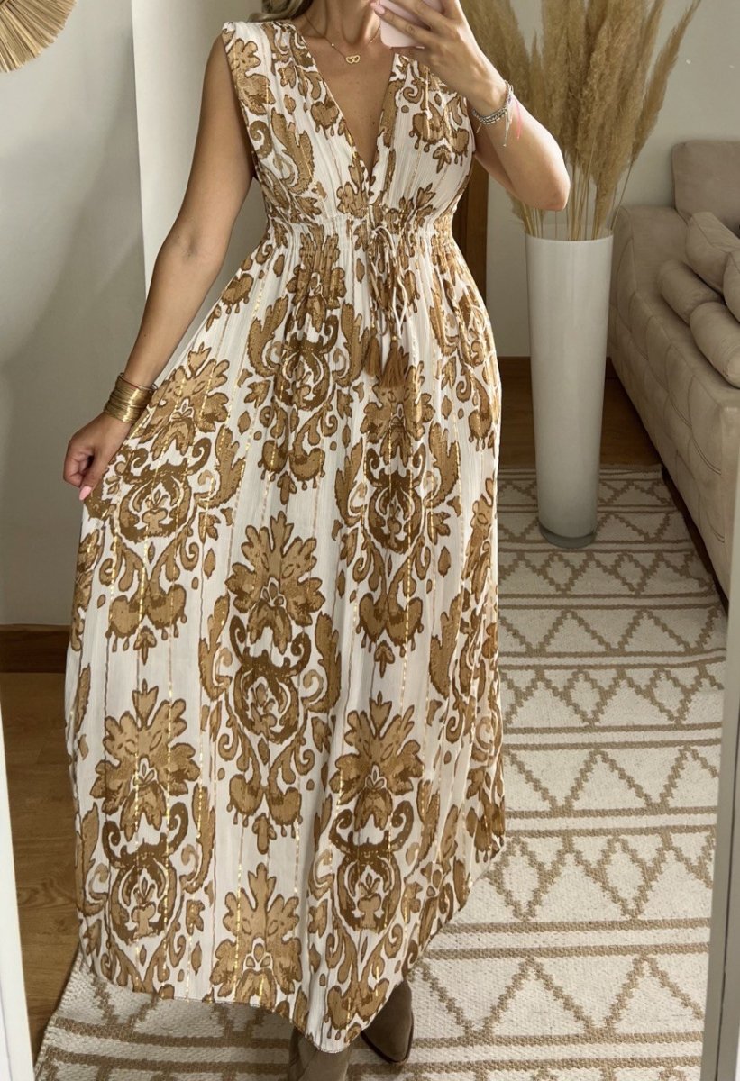 Boho Silk and Viscose Dress – Natural Elegance Style - Bohèmea Butik