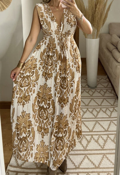 Boho Silk and Viscose Dress – Natural Elegance Style - Bohèmea Butik