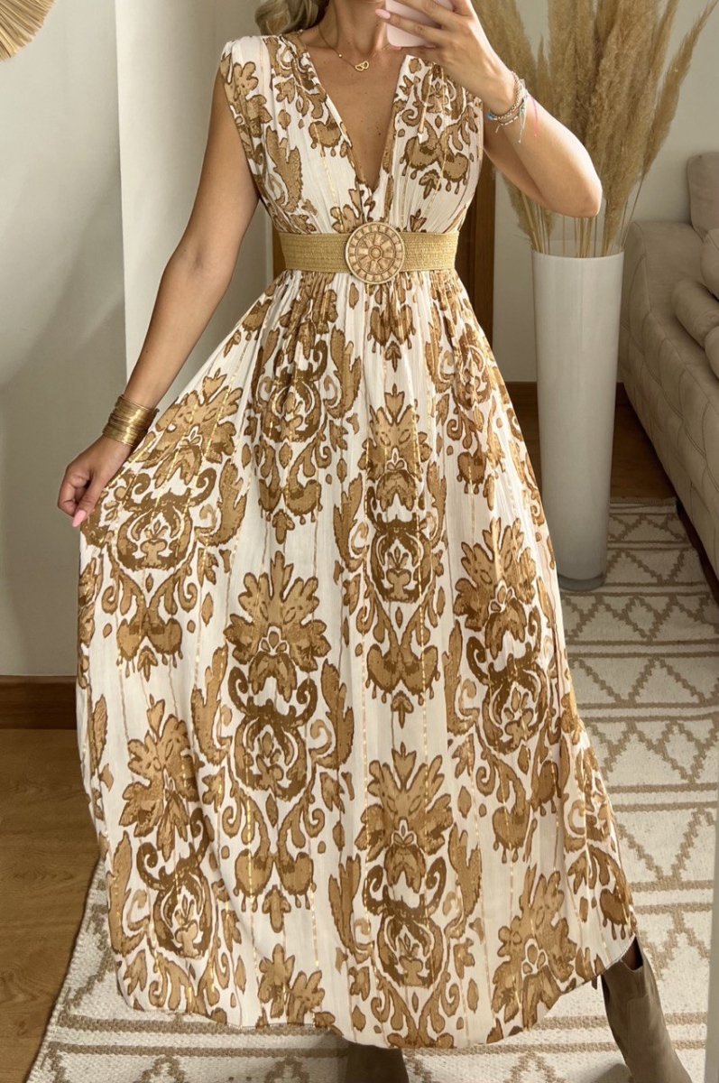 Boho Silk and Viscose Dress – Natural Elegance Style - Bohèmea Butik