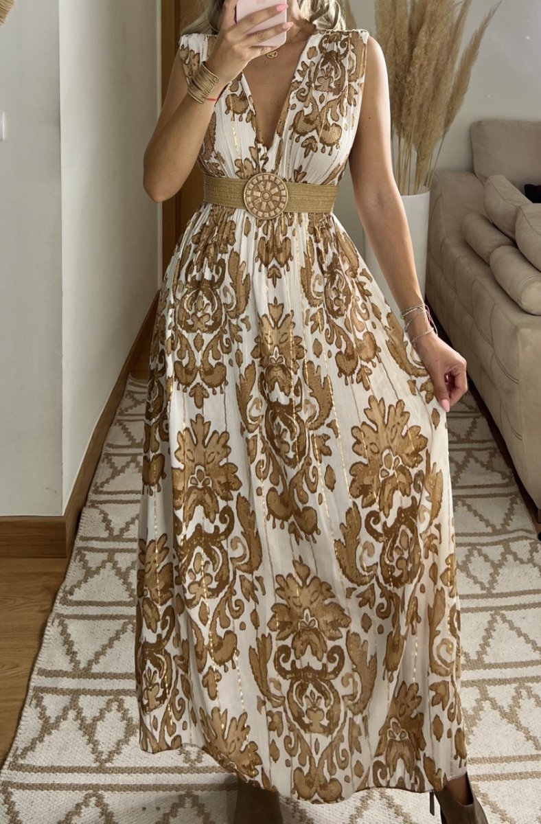 Boho Silk and Viscose Dress – Natural Elegance Style - Bohèmea Butik