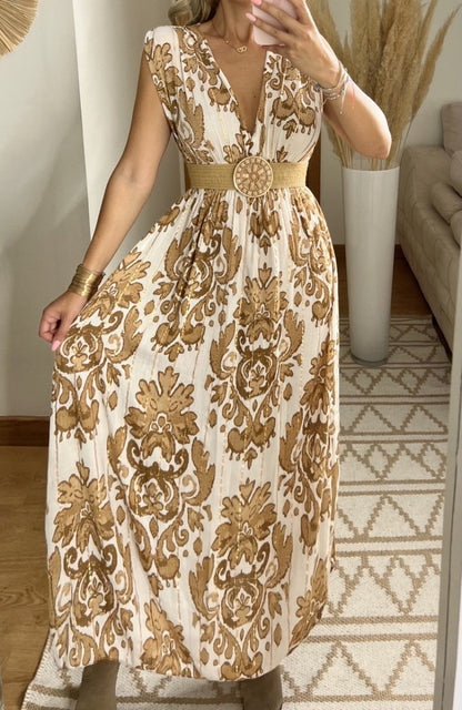 Boho Silk and Viscose Dress – Natural Elegance Style - Bohèmea Butik