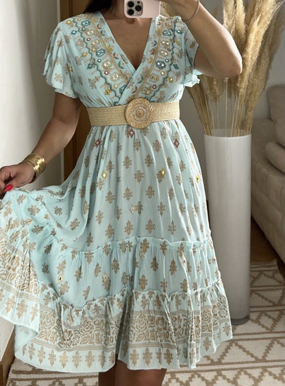 Boho Chic Mini Dress – Hand - Embroidered Elegance - Bohèmea Butik