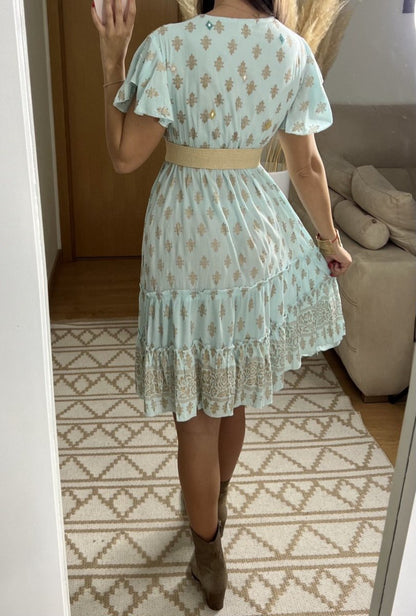 Boho Chic Mini Dress – Hand - Embroidered Elegance - Bohèmea Butik