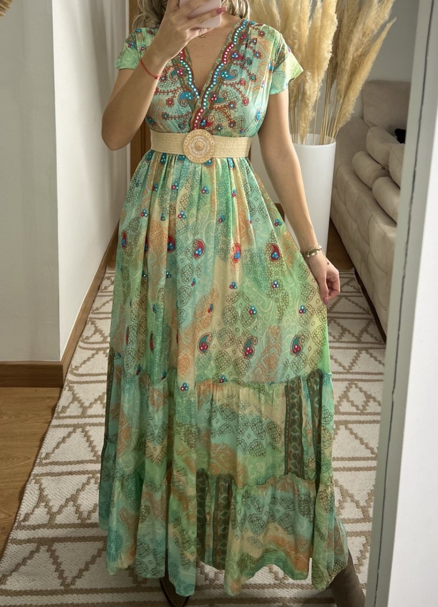 Boho Maxi Dress in 100% Natural Silk – Effortless Elegance - Bohèmea Butik