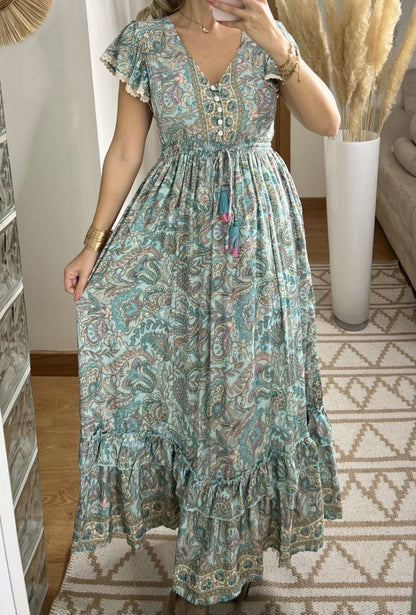 Flower Silk Dress - Bohèmea Butik