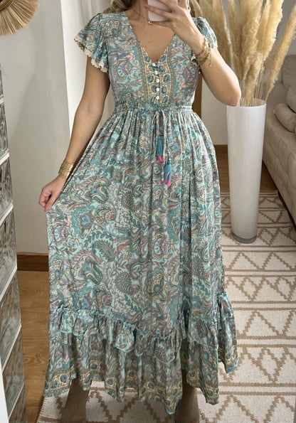 Flower Silk Dress - Bohèmea Butik