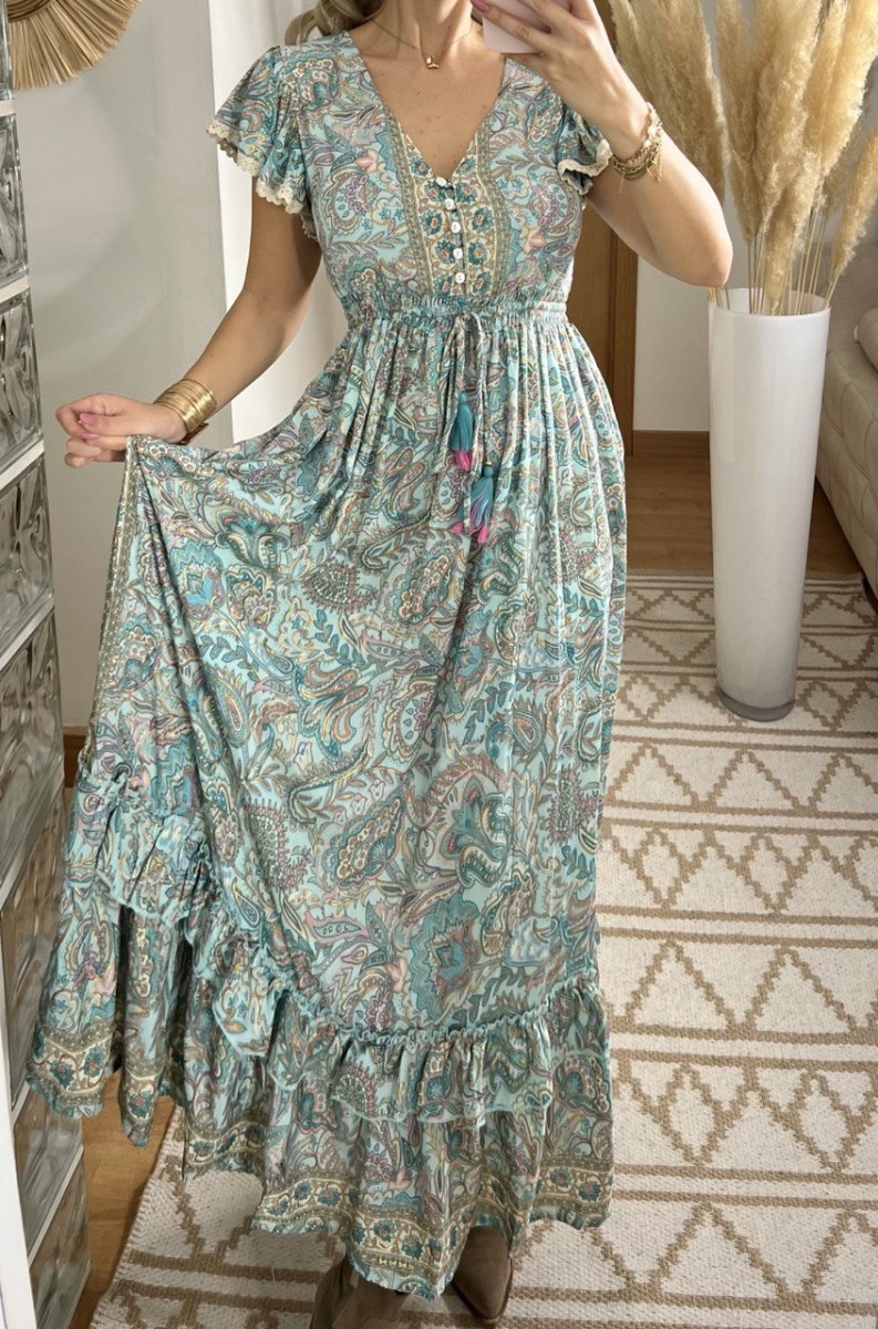 Flower Silk Dress - Bohèmea Butik