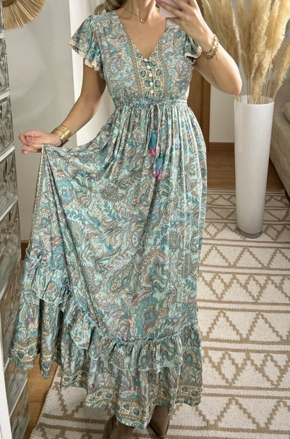Flower Silk Dress - Bohèmea Butik