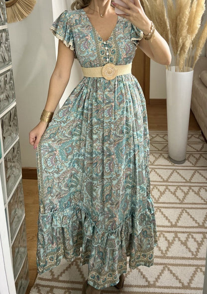 Flower Silk Dress - Bohèmea Butik