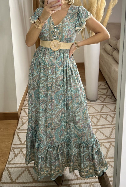Flower Silk Dress - Bohèmea Butik