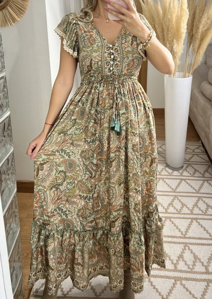 Flower Silk Dress - Bohèmea Butik