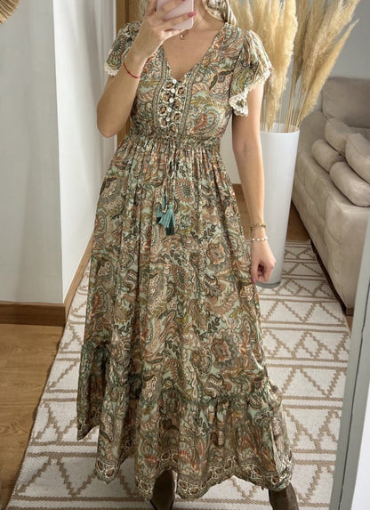 Flower Silk Dress - Bohèmea Butik