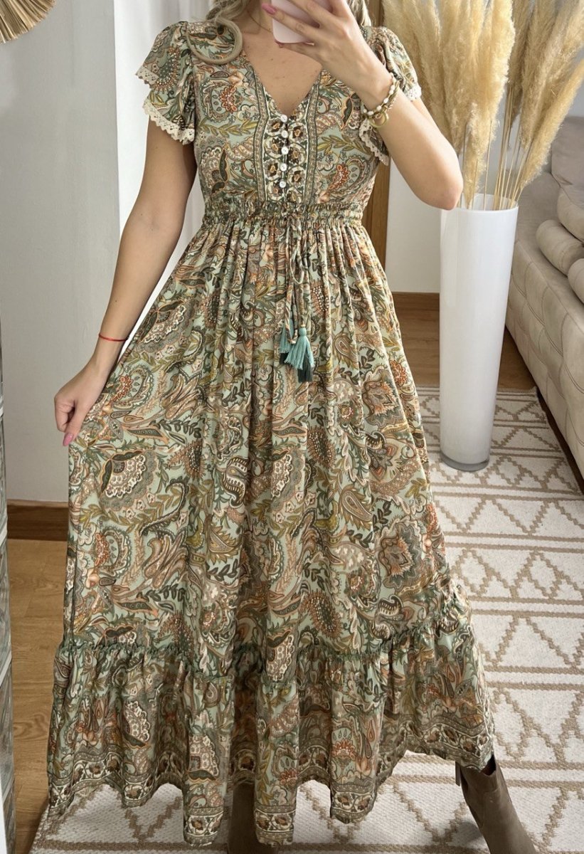 Flower Silk Dress - Bohèmea Butik