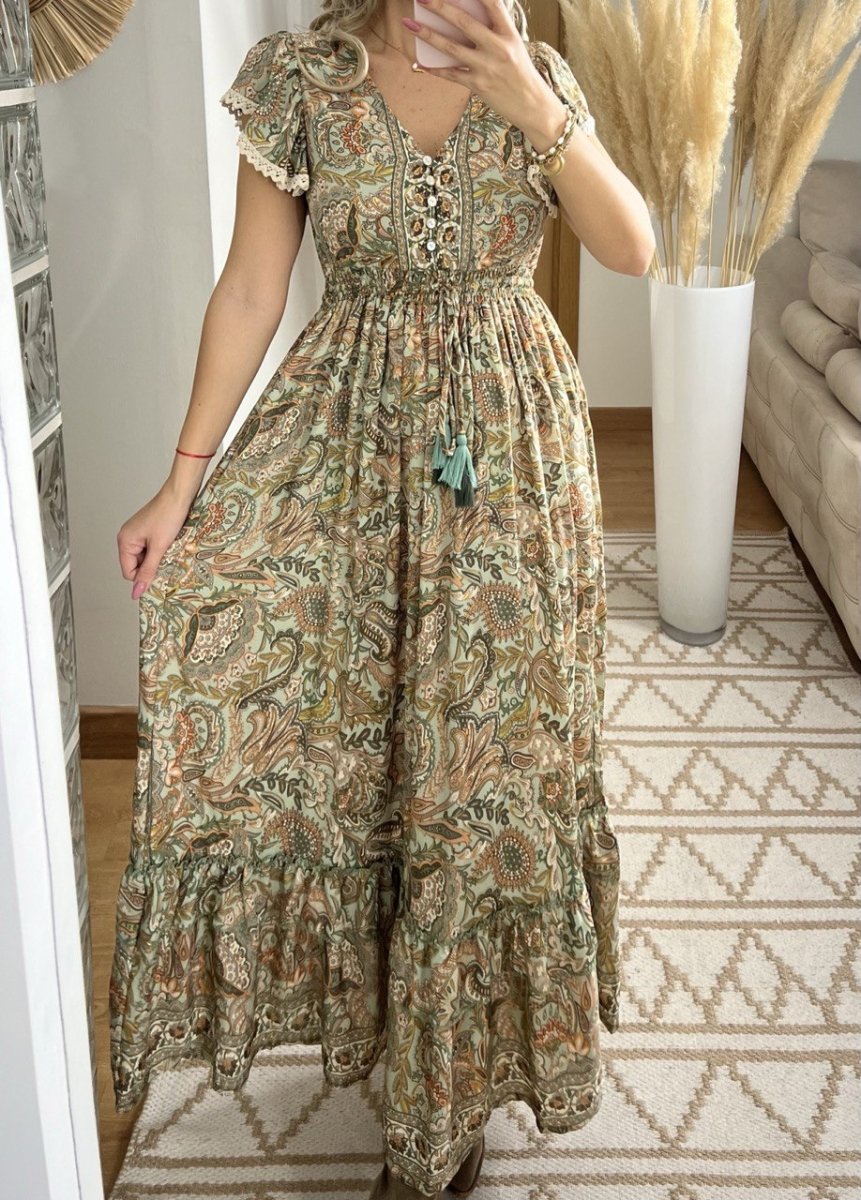 Flower Silk Dress - Bohèmea Butik