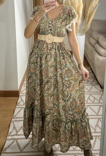 Flower Silk Dress - Bohèmea Butik