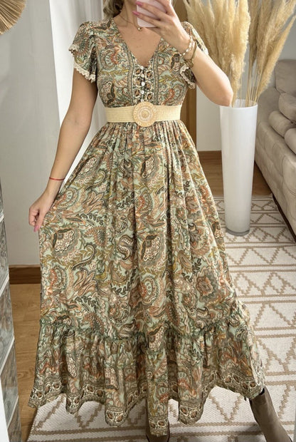 Flower Silk Dress - Bohèmea Butik