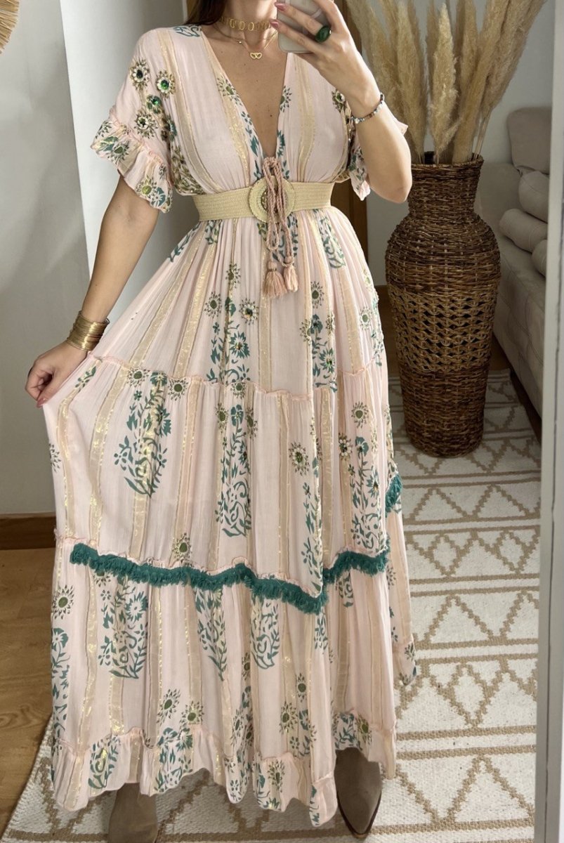Hand - Embroidered Bohemian Dress - Bohèmea Butik