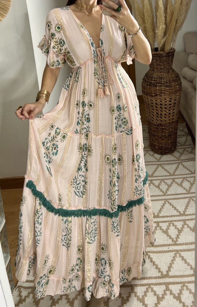 Hand - Embroidered Bohemian Dress - Bohèmea Butik