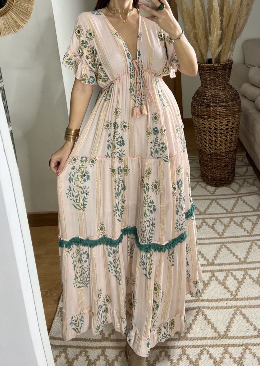 Hand - Embroidered Bohemian Dress - Bohèmea Butik