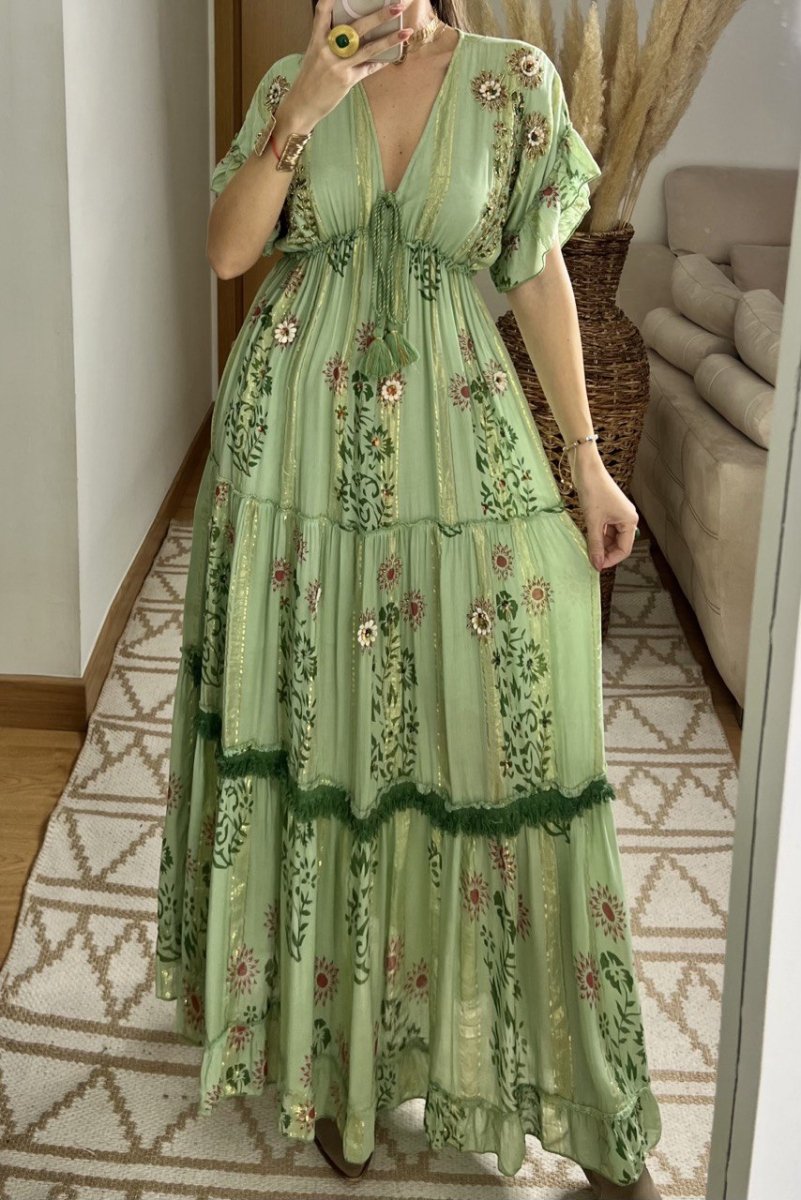 Hand - Embroidered Bohemian Dress - Bohèmea Butik
