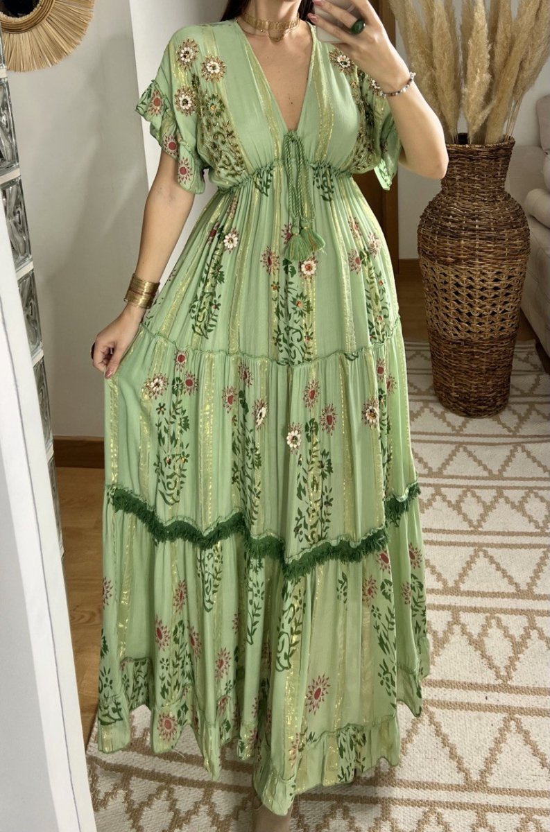 Hand - Embroidered Bohemian Dress - Bohèmea Butik