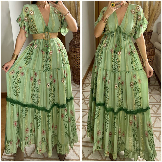 Hand - Embroidered Bohemian Dress - Bohèmea Butik